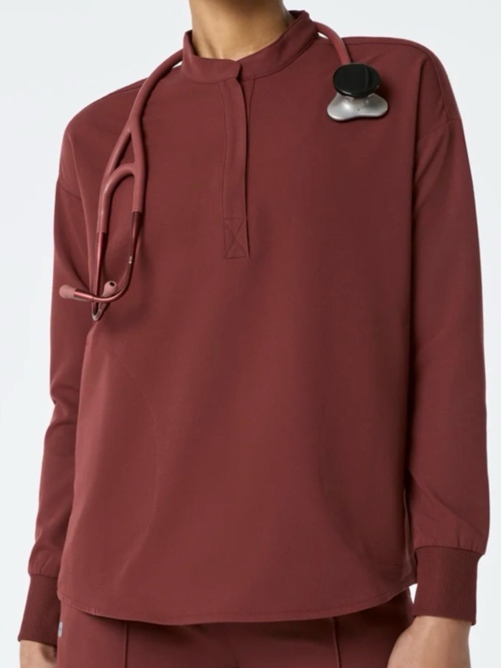 Fig’s Rafaela long sleeve scrub top in Navy